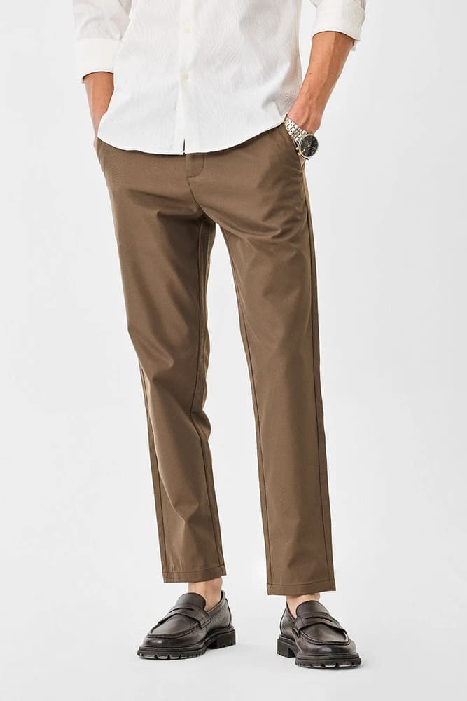 Regular Fit Polyester Plain Trousers
