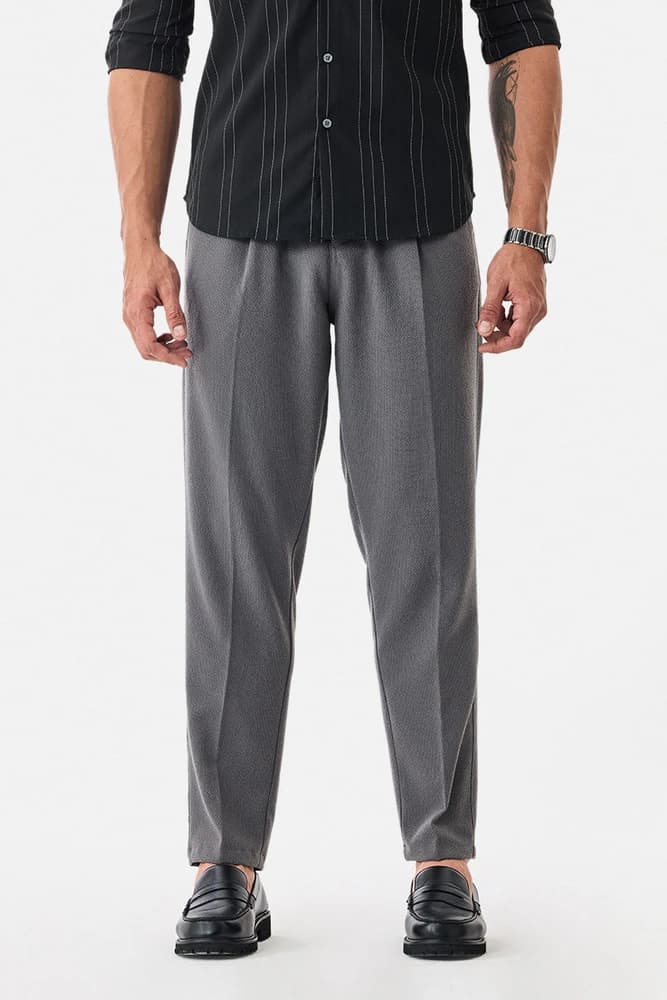 Baggy Fit Polyester Textured Trousers