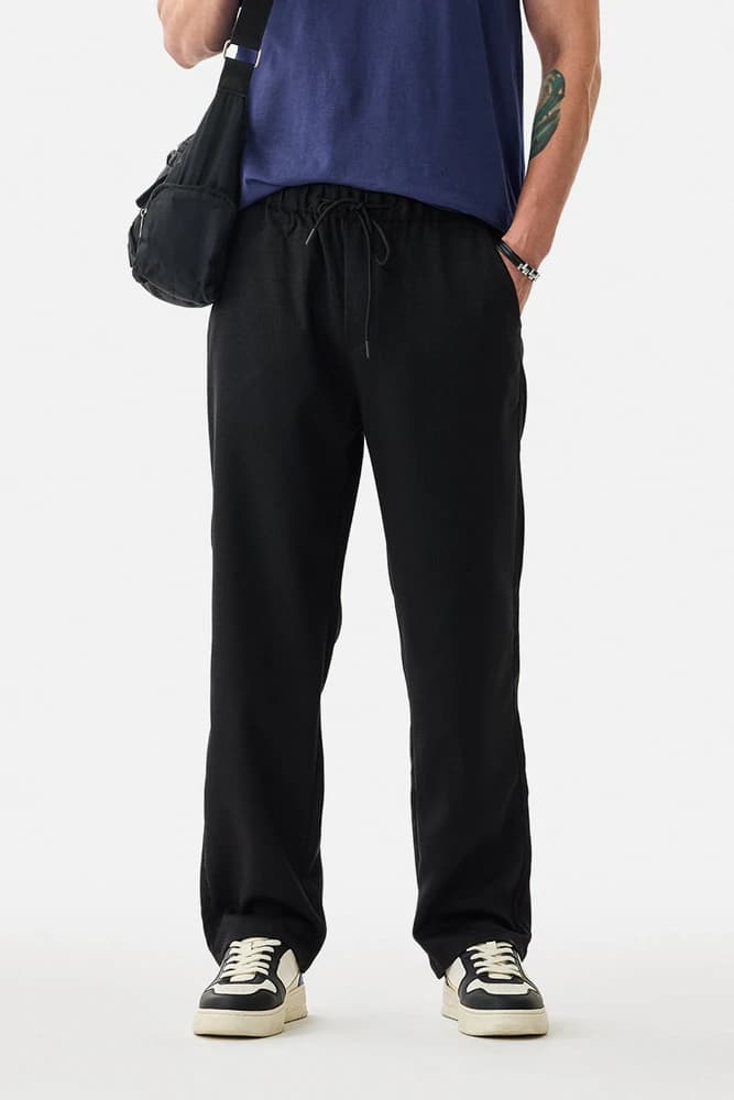 Relaxed Fit Polyester Plain Trousers