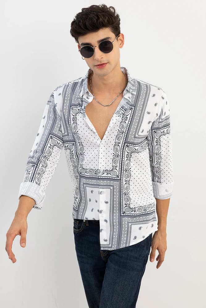Slim Fit Rayon Printed, Geometric Shirts