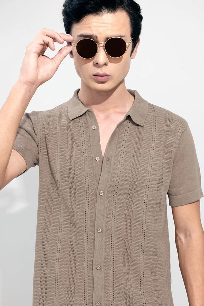 Slim Fit Cotton Textured, Self-Design Shirts