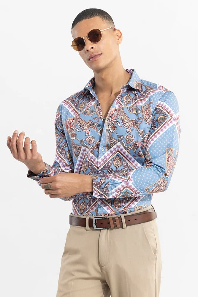 Slim Fit Cotton Printed, Geometric Shirts