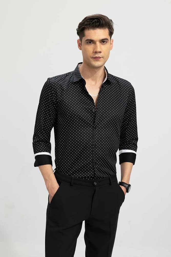 Slim Fit Cotton Printed, Polka Dots Shirts