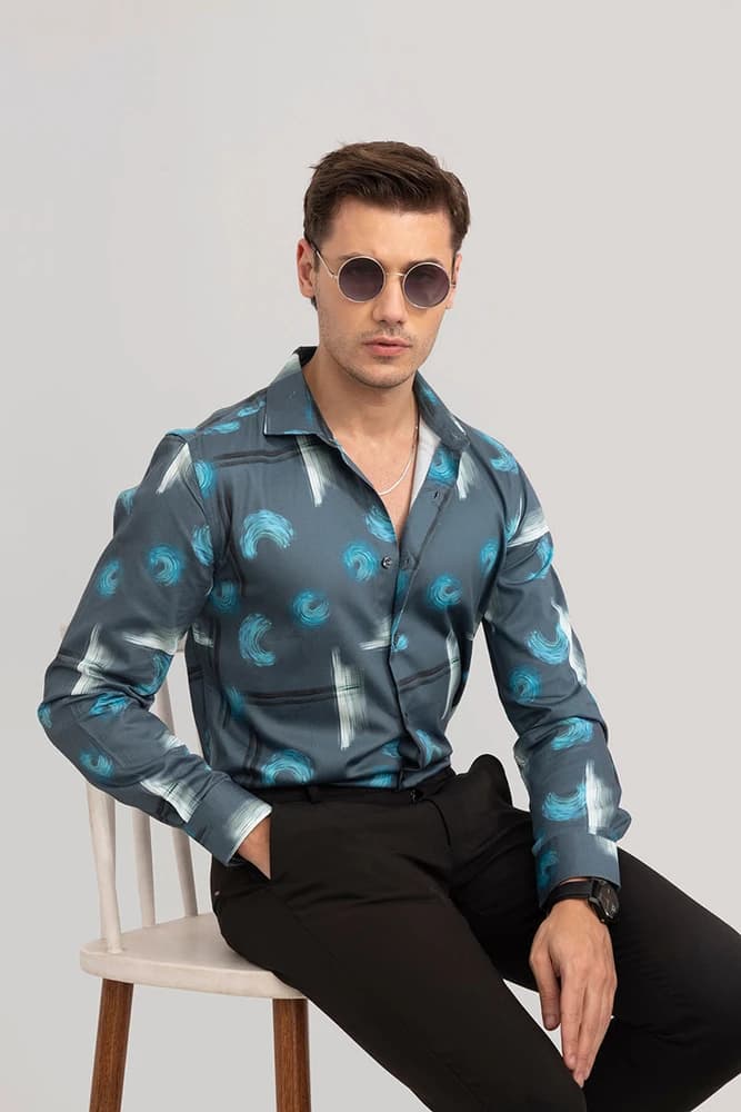 Slim Fit Cotton Printed, Abstract Shirts