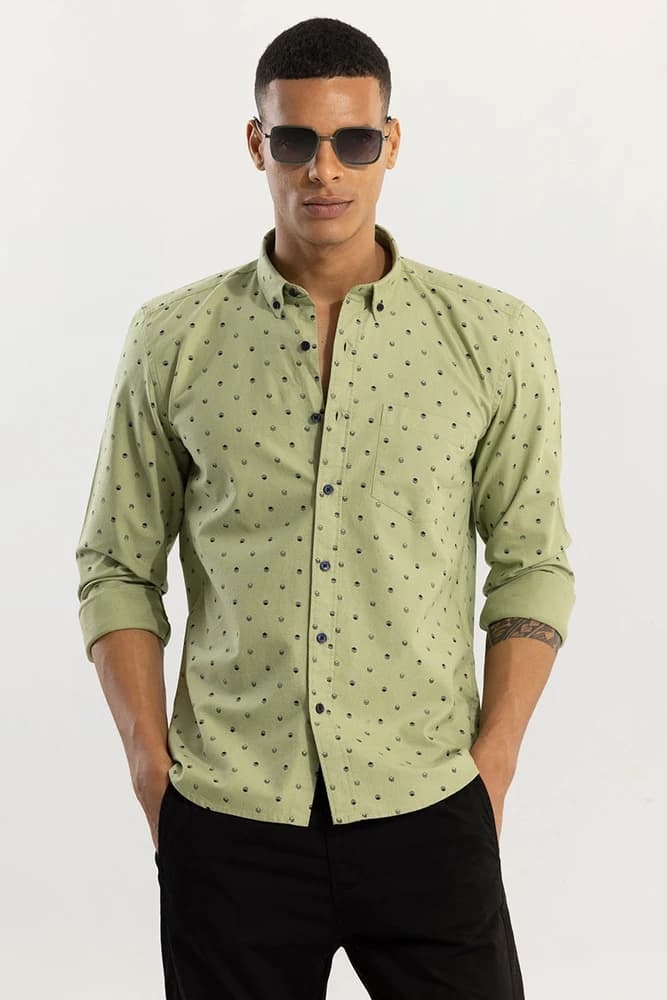 Slim Fit Cotton Printed, Polka Dots Shirts