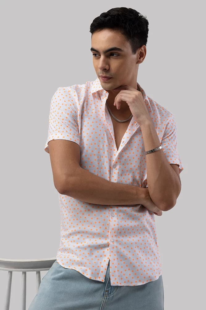 Slim Fit Rayon Printed, Polka Dots Shirts