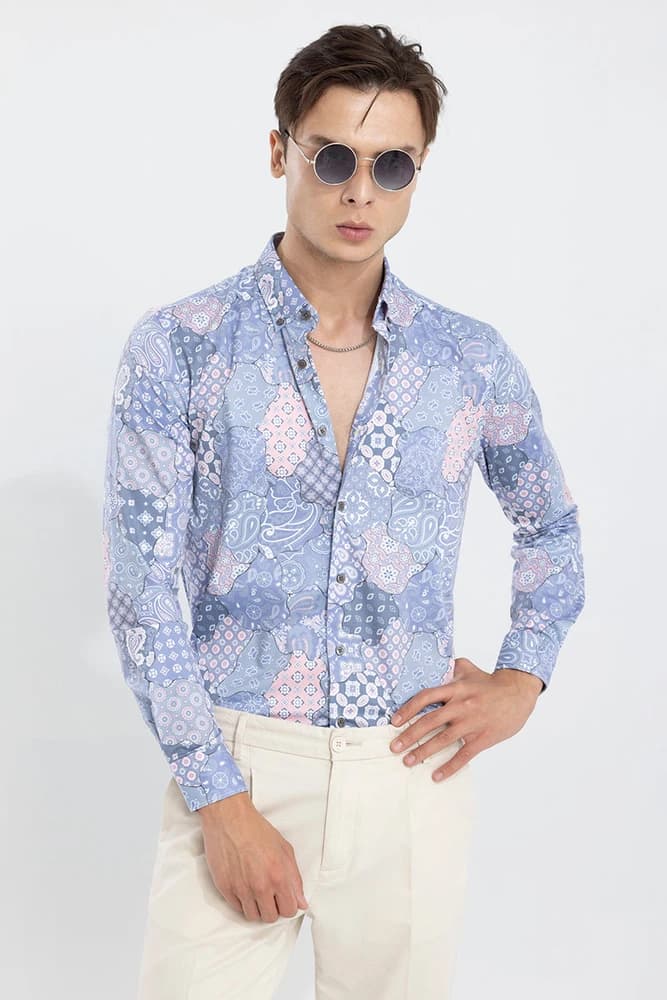 Slim Fit Cotton Printed, Abstract Shirts