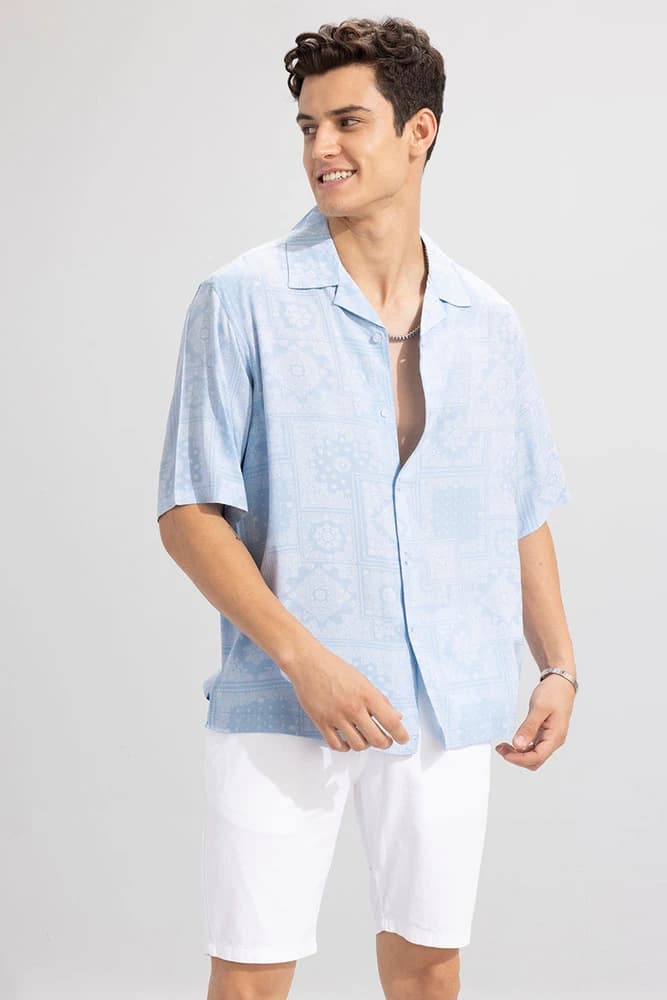 Oversized Fit Rayon Printed, Geometric Shirts