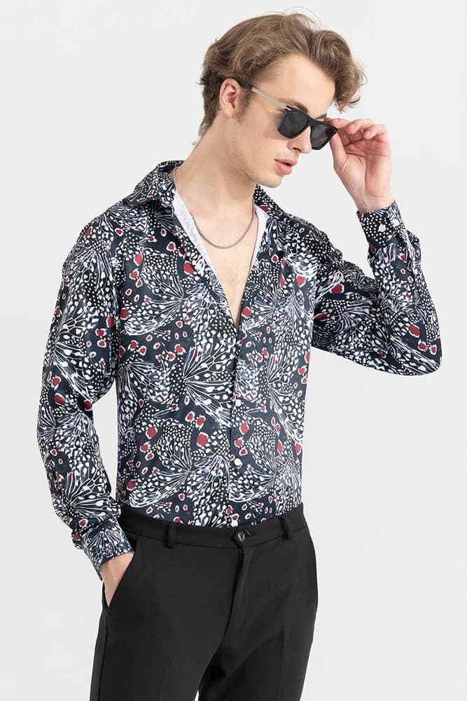Slim Fit Polyester Printed, Geometric Shirts