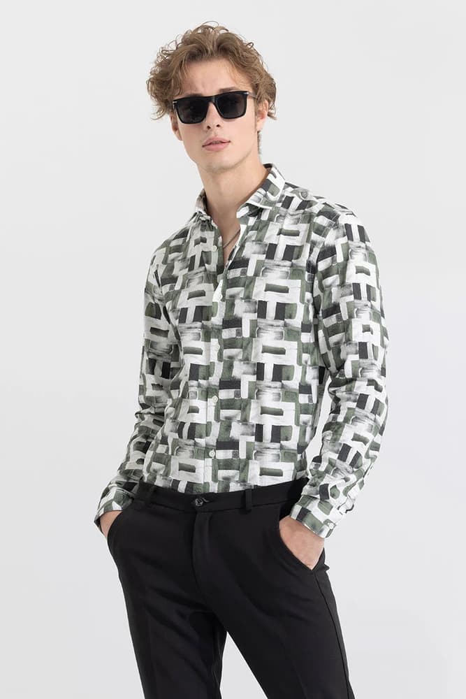 Slim Fit Cotton Printed, Abstract Shirts
