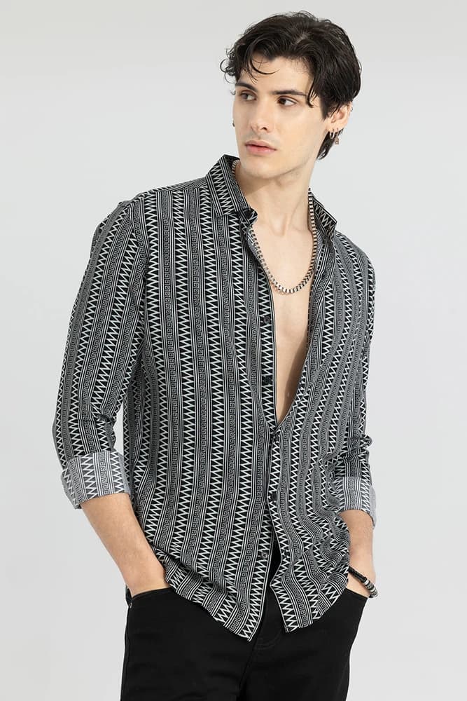 Slim Fit Rayon Printed, Geometric Shirts