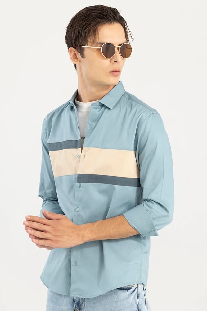 Slim Fit Cotton Colourblocked Shirts