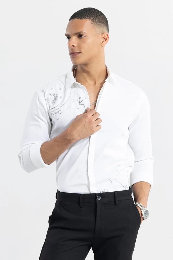 Slim Fit Cotton Embellished Shirts