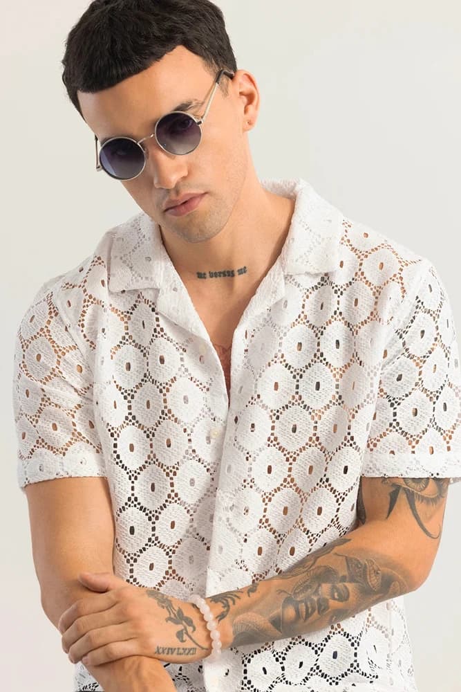 Box Fit Cotton Textured, Self-Design Shirts