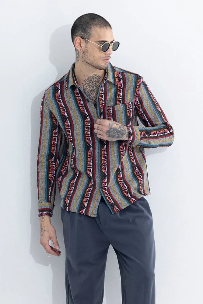 Relaxed Fit Cotton Abstract Overshirt