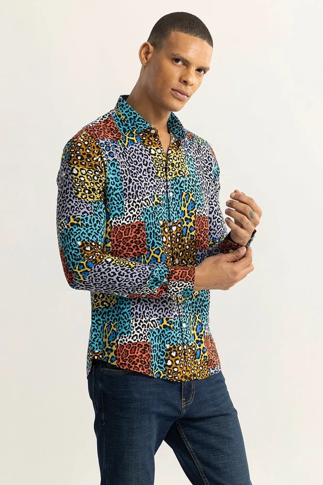 Slim Fit Rayon Printed, Animal Print Shirts