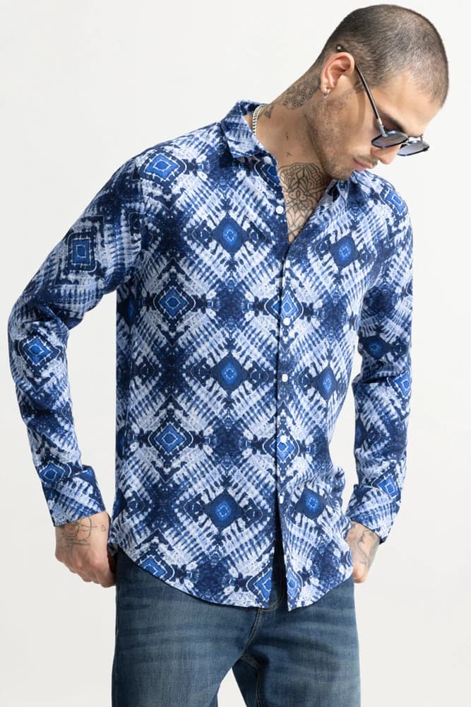 Slim Fit Rayon Printed, Geometric Shirts