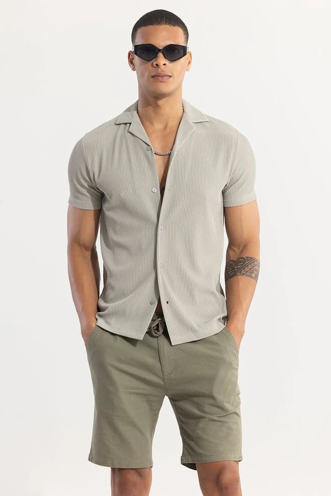Box Fit Polyester Textured, Self-Design Shirts