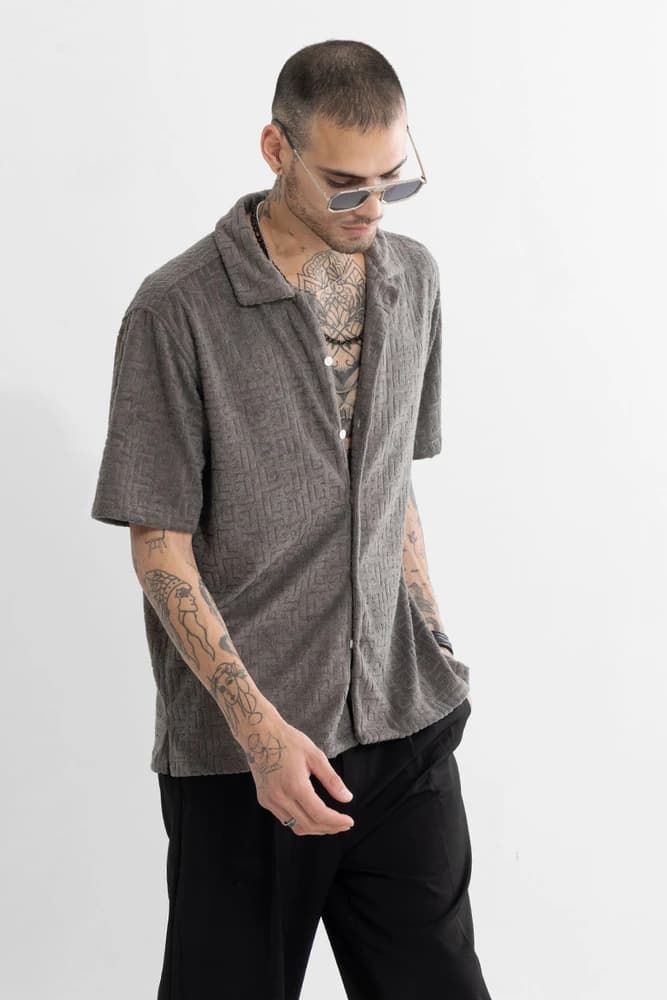 Box Fit Cotton Textured, Self-Design Shirts