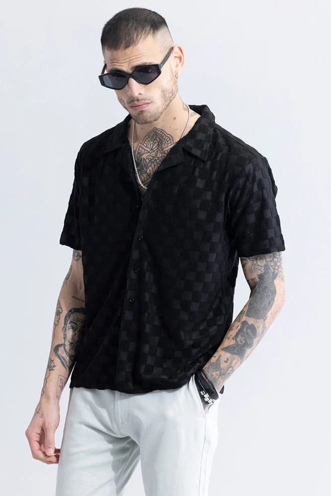 Box Fit Cotton Textured, Self-Design Shirts
