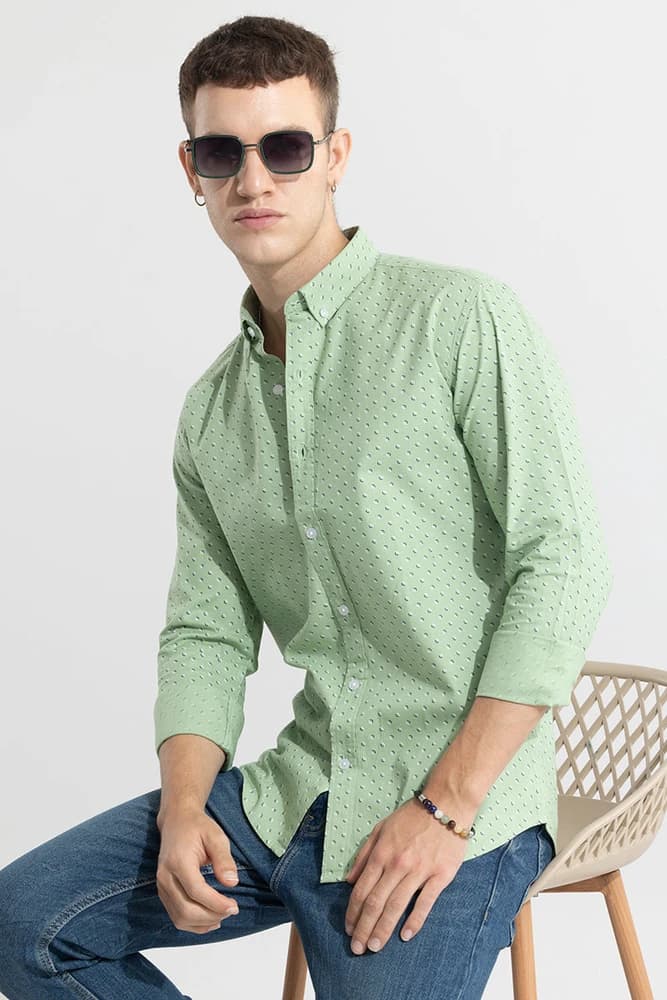 Slim Fit Cotton Printed, Geometric Shirts