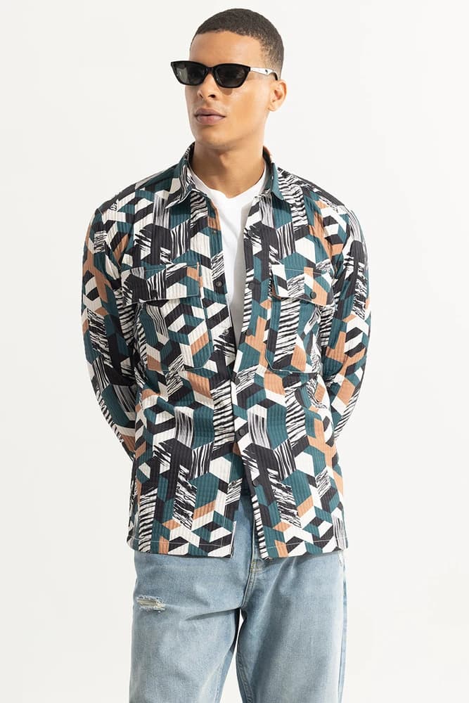 Relaxed Fit Polyester Printed Overshirt