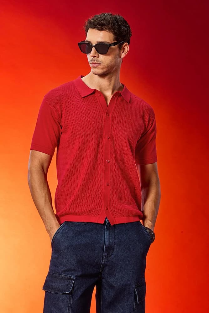 Slim Fit Cotton Textured, Self-Design Shirts