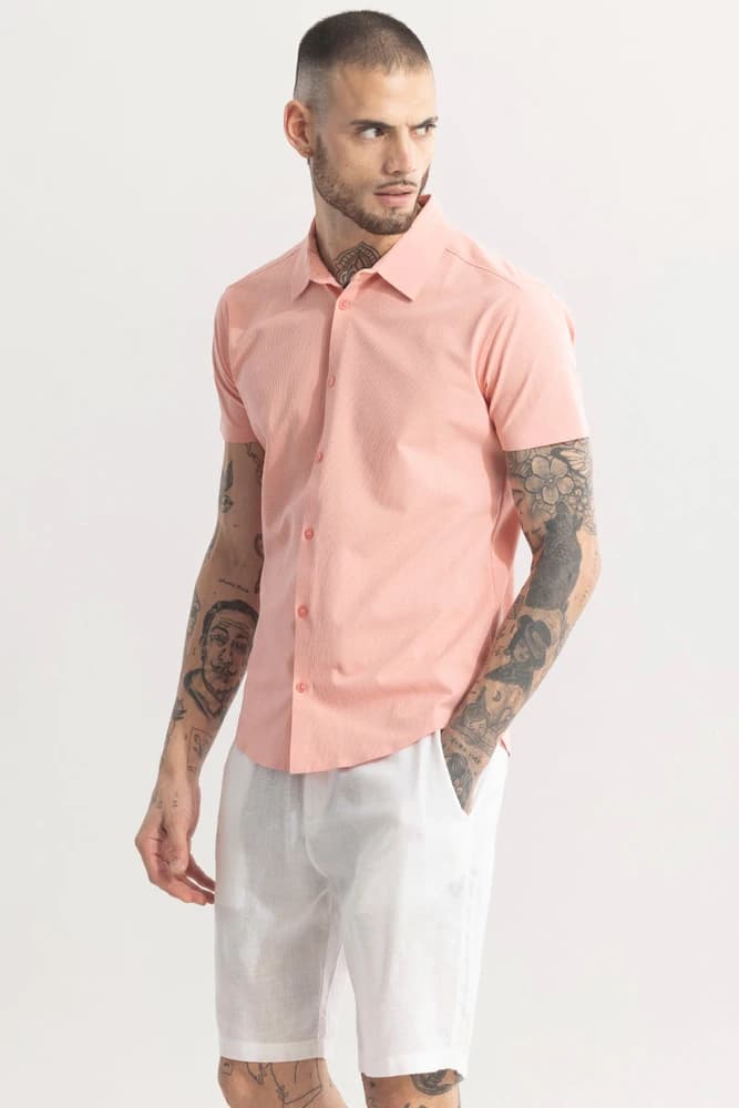 Slim Fit Polyester Textured Shirts
