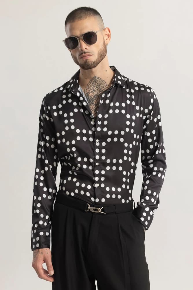 Slim Fit Nylon Printed, Polka Dots Shirts
