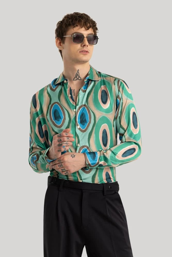 Slim Fit Nylon Printed, Abstract Shirts