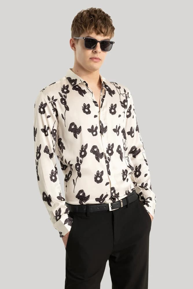 Slim Fit Polyester Printed, Floral Shirts
