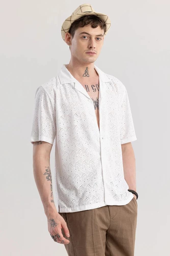 Box Fit Polyester Textured, Self-Design Shirts