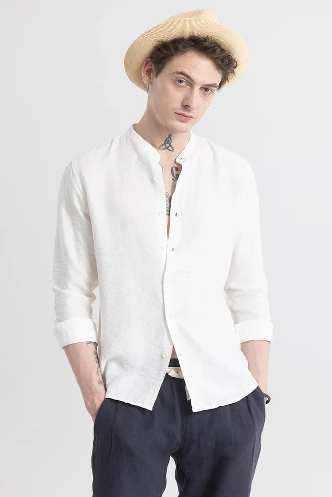 Slim Fit Cotton Textured, Self-Design Shirts