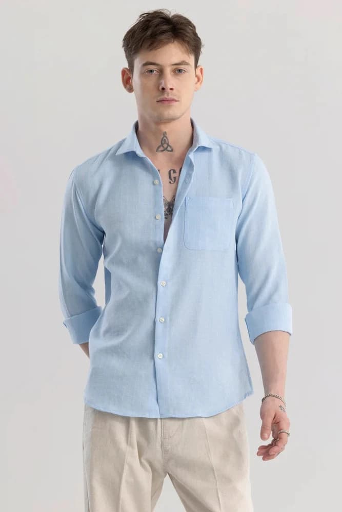 Slim Fit Polyester Stripes Shirts