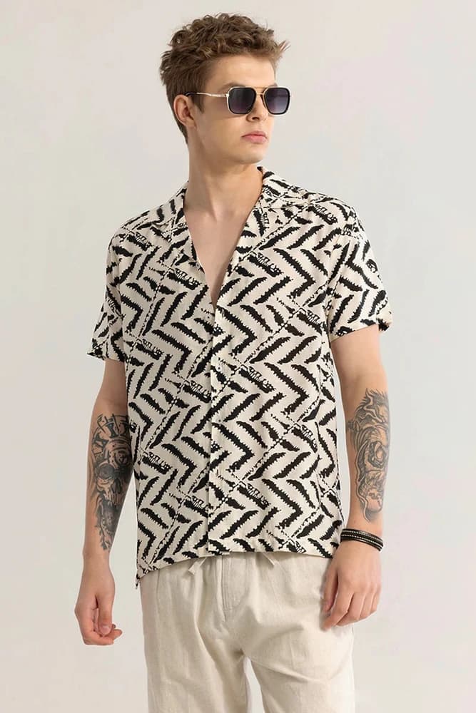 Slim Fit Rayon Printed, Geometric Shirts