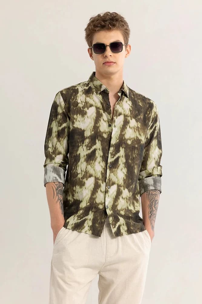 Slim Fit Cotton Printed, Abstract Shirts
