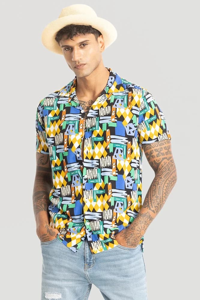 Box Fit Rayon Printed, Abstract Shirts