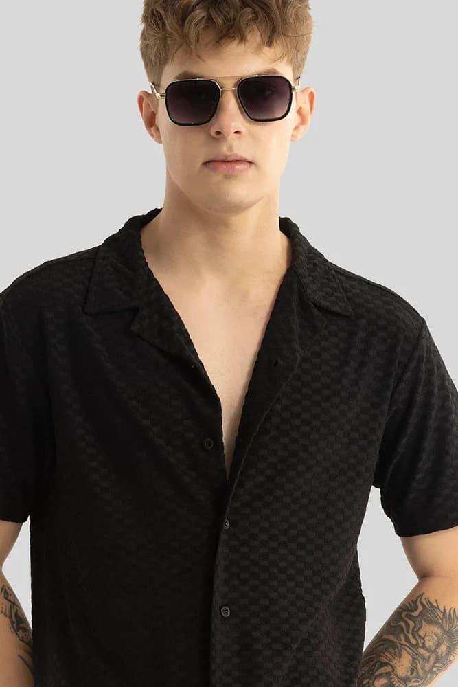 Regular Fit Polyester Textured, Self-Design Shirts