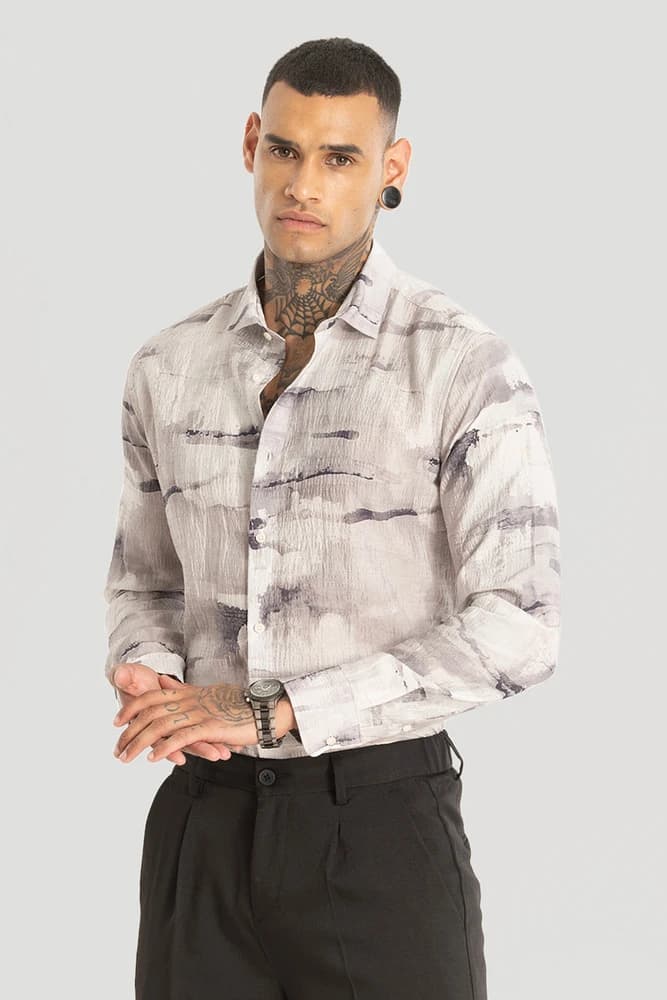 Slim Fit Rayon Printed, Abstract Shirts