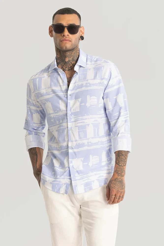 Slim Fit Rayon Printed, Abstract Shirts