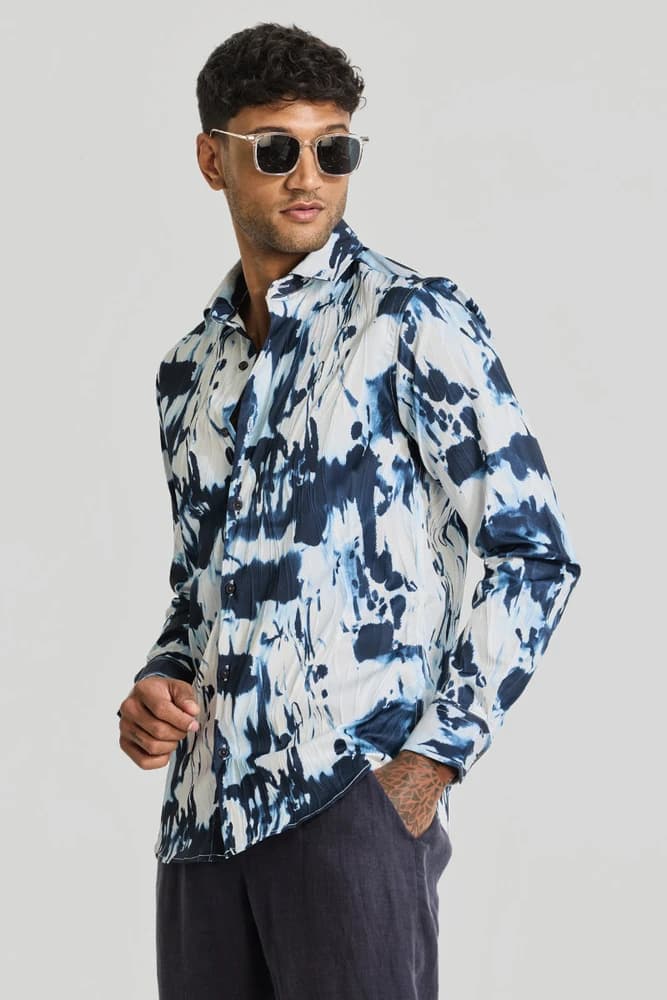 Slim Fit Polyester Printed, Abstract Shirts
