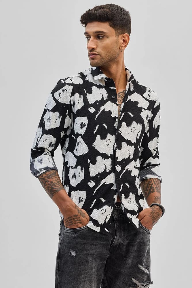 Slim Fit Polyester Printed, Abstract Shirts