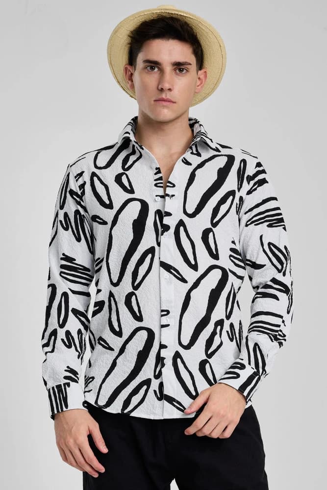 Slim Fit Polyester Printed, Abstract Shirts
