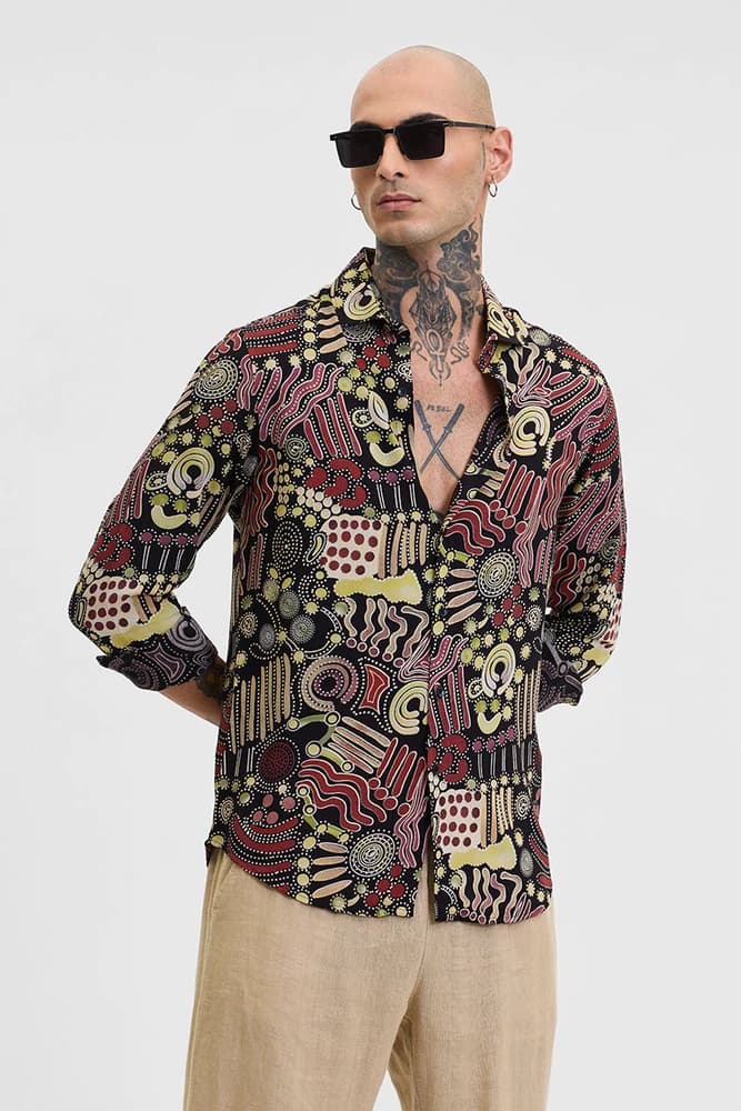 Slim Fit Rayon Printed, Abstract Shirts