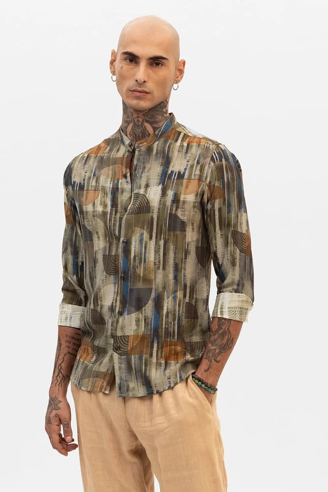 Slim Fit Rayon Printed, Abstract Shirts