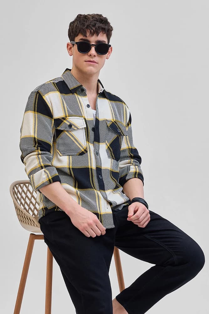 Relaxed Fit Cotton Checks Overshirt