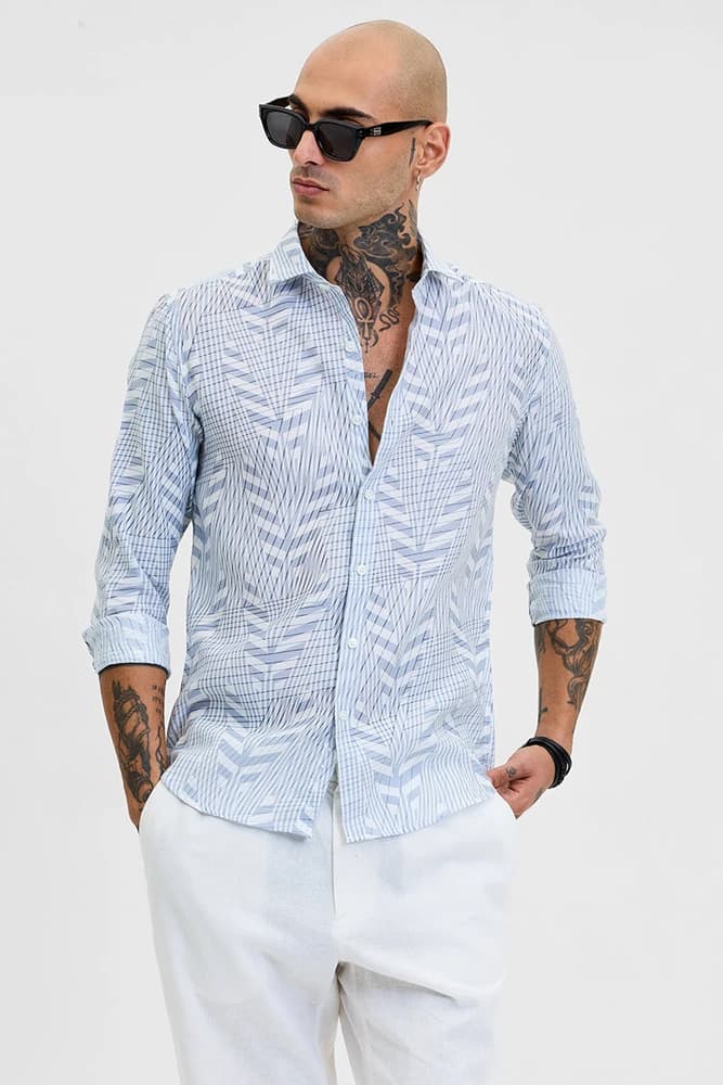 Slim Fit Polyester Printed, Abstract Shirts
