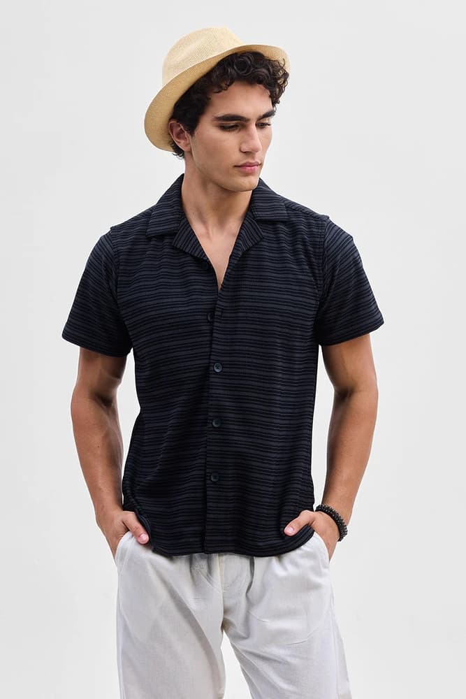 Box Fit Polyester Stripes Shirts