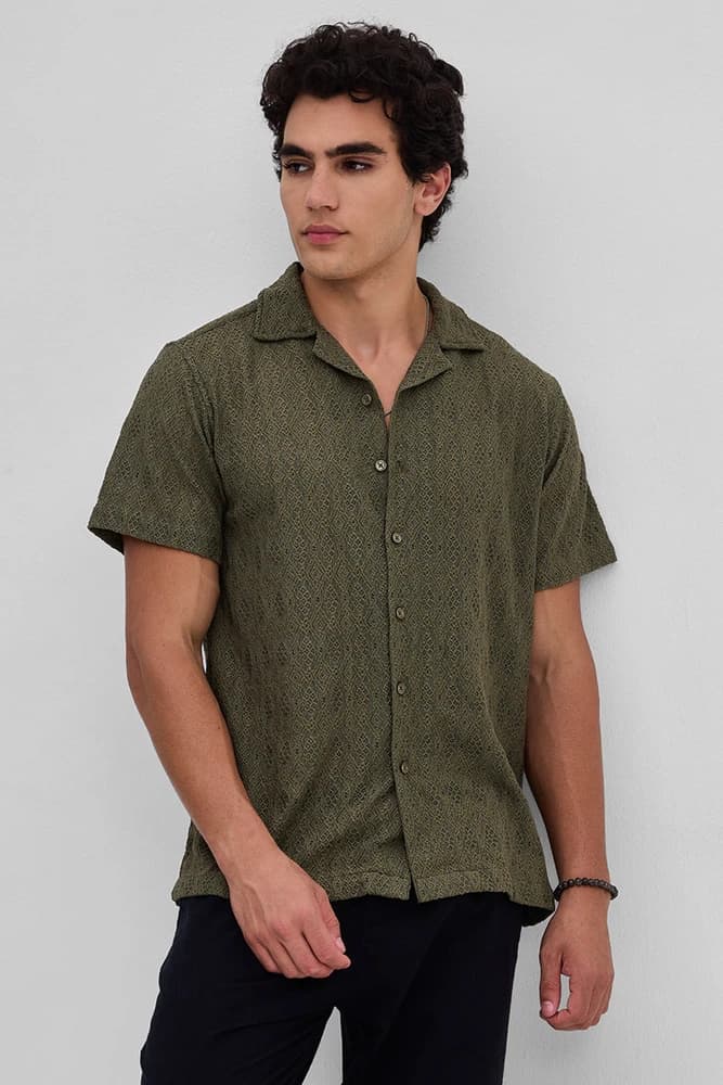 Box Fit Polyester Textured, Self-Design Shirts