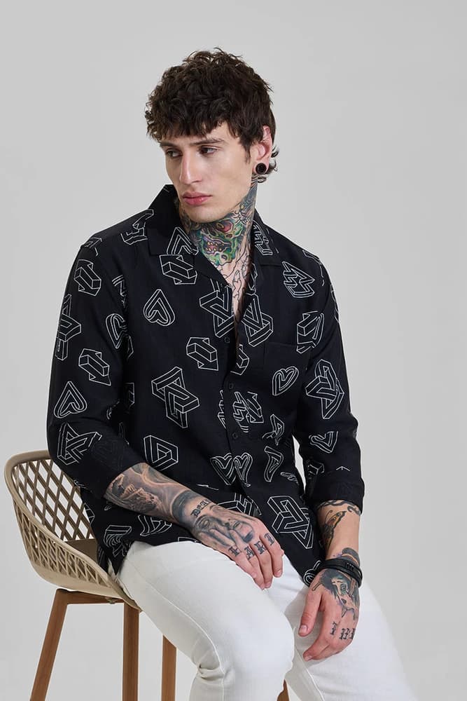 Regular Fit Others Geometric Shirts